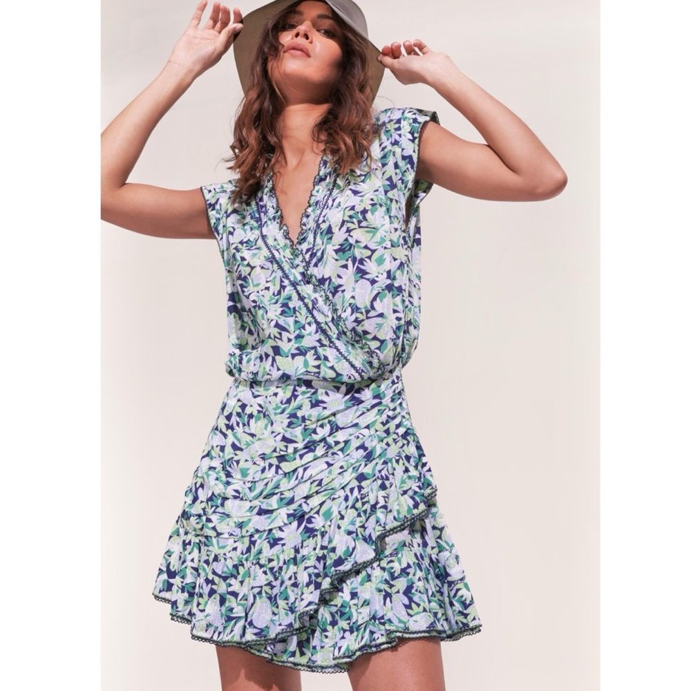 Poupette St Barth Mini Dress Estelle – Blue Orchidee Size Small